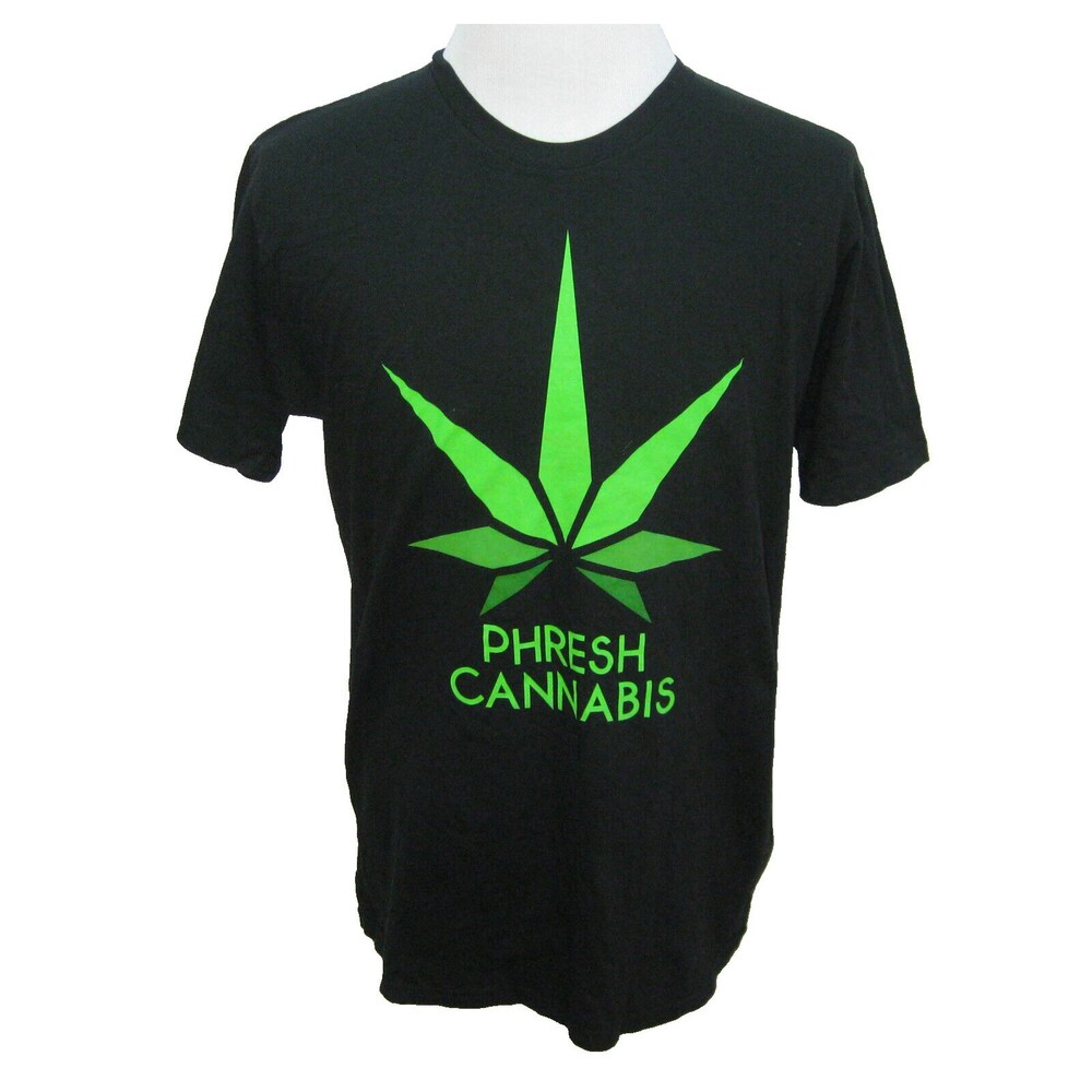 CANNABIS Men's Large Black Green Short Sleeve Graphic T-Shirt Weed Marijuana Pot
